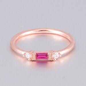 Refined Slight Anillos Chic Rectangle Round CZ Rings For Woman, HA4199-6